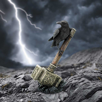 Raven on Hammer of the Gods 23cm Mjolnir Statue 7