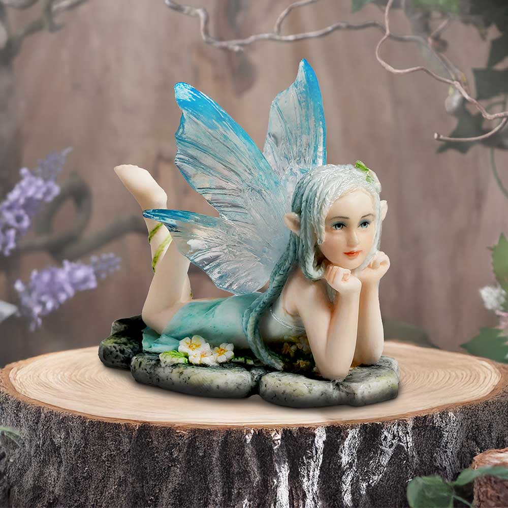 Amelia Nature Fairy Figurine with Clear Blue Wings 6cm 7