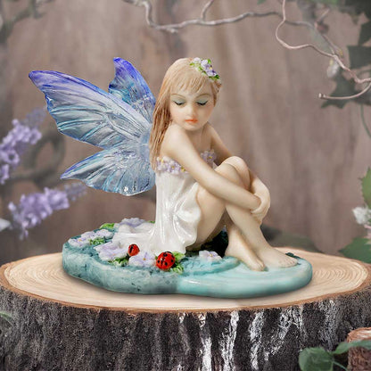 Jenna Serene Fairy with Purple Lilies and Ladybugs 6cm 7