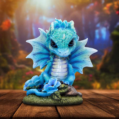 Blue Poppy Flower Dragon Figurine 11cm 7
