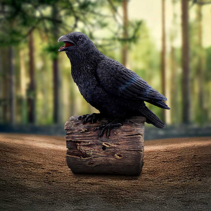 Ravens Cry with Motion Activated Sound Resin Statue 18cm 7