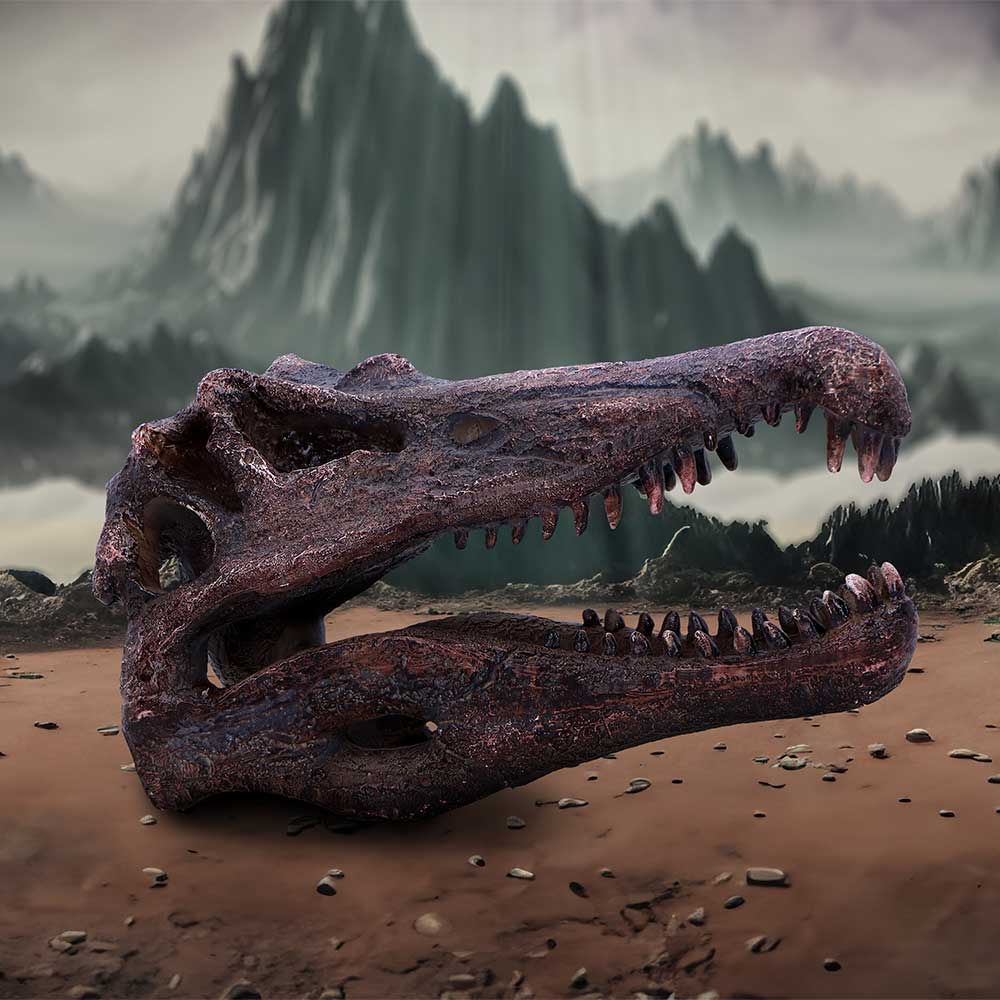 Spinosaurus Skull Replica Fossilized Dinosaur Sculpture 16cm 7