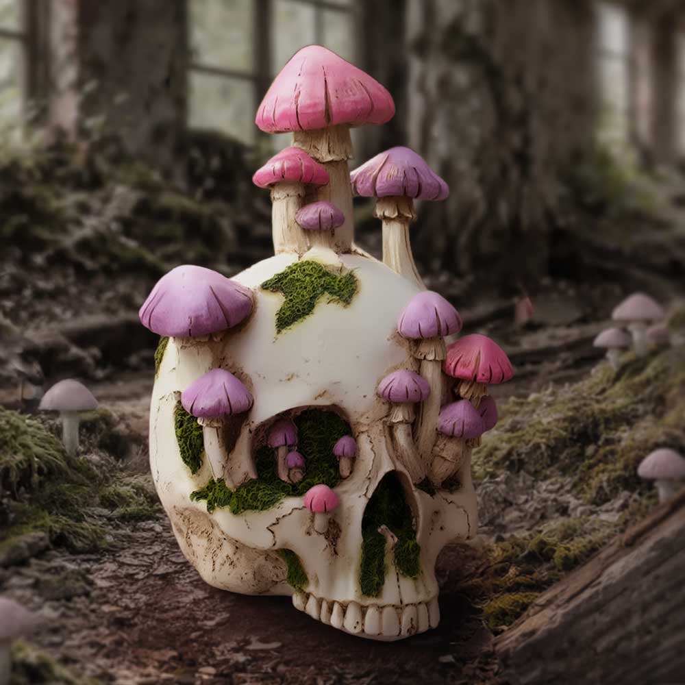 Sporebound Skull Figurine with Mushrooms 29.5cm 7