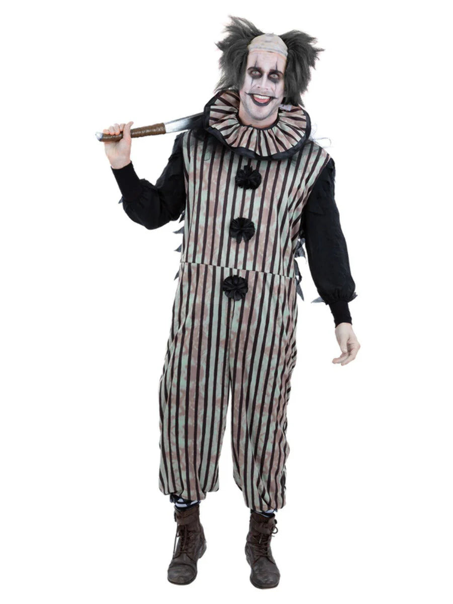 Dark Vintage Clown Costume Jumpsuit and Neck Ruffle