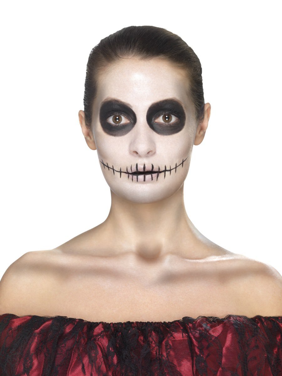 Day Of The Dead Face Tattoo Transfers Kit Aqua Adult Red Black 5