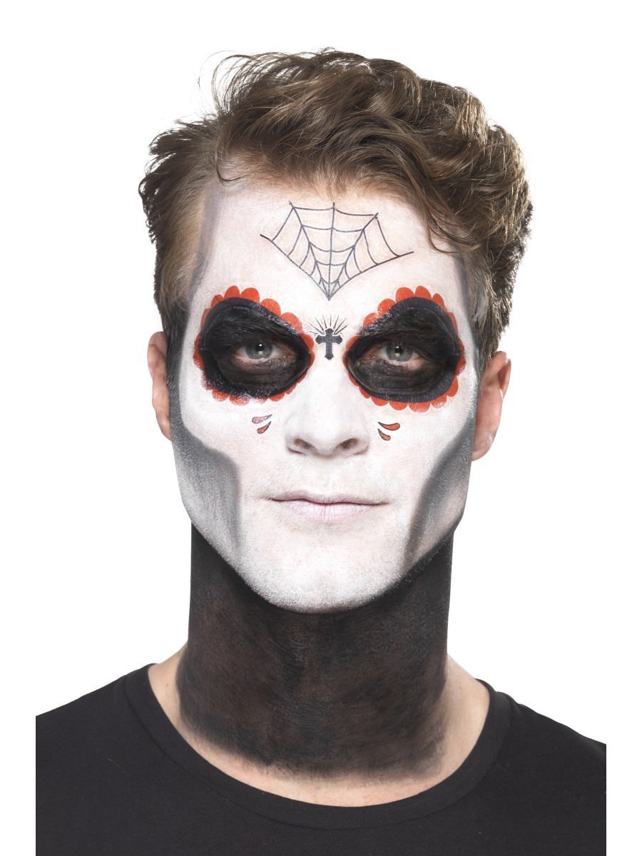 Day Of The Dead Senor Bones Make Up Kit Grease Transfers Face Paint Crayon Tash Applicators 7