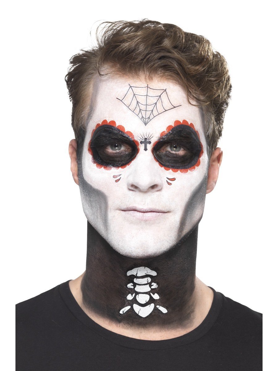 Day Of The Dead Senor Bones Make Up Kit Grease Transfers Face Paint Crayon Tash Applicators 8