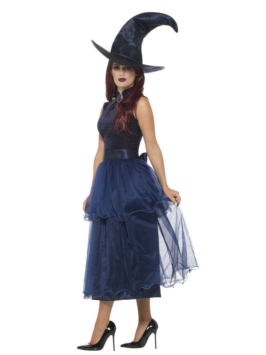 Midnight Witch Costume Blue Deluxe Dress Belt Lenticular 3D Print Brooch and Pointy Hat 2