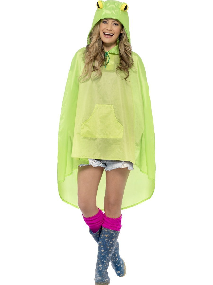 Frog Party Poncho Adult Green Festival Rain Wear 2