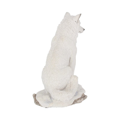 White Ghost Wolf Figurine Ornament 19.5cm 5