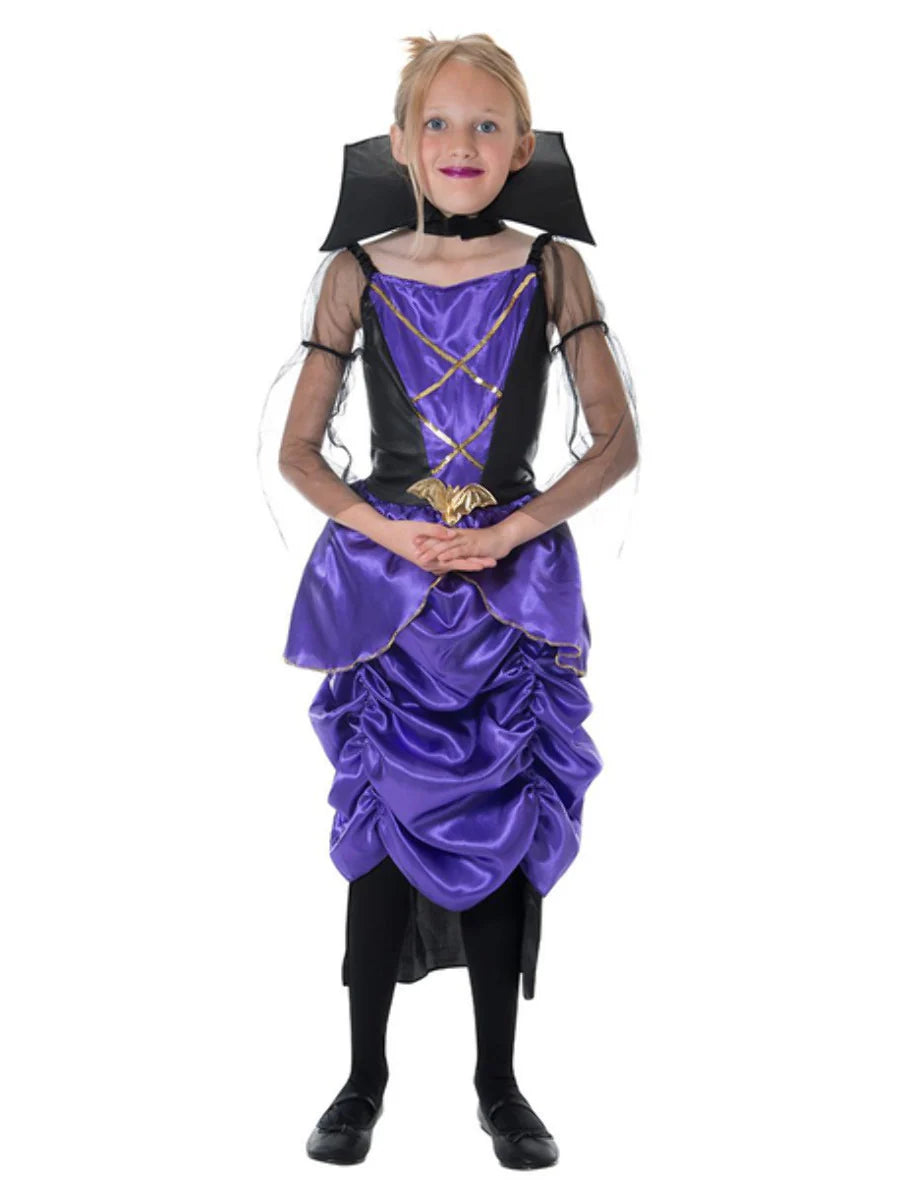 Gothic Purple Vampiress Dress with Collar for Girls 1