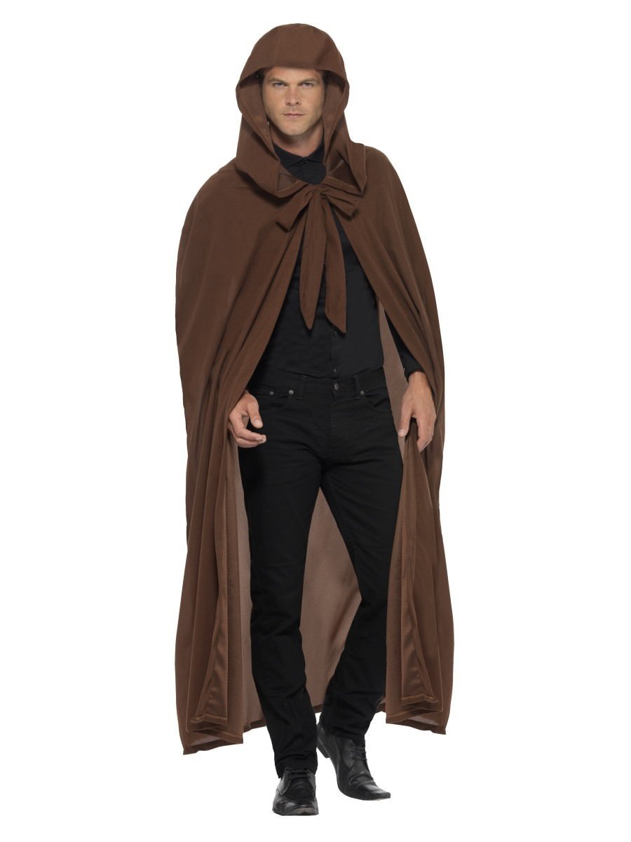 Gravekeeper Hooded Cloak Adult Brown For Halloween