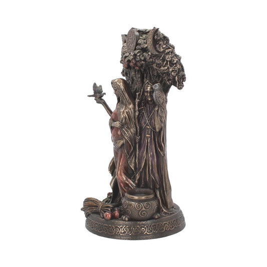 Bronzed Maiden Mother Crone Triple Moon Figurine 27cm 2