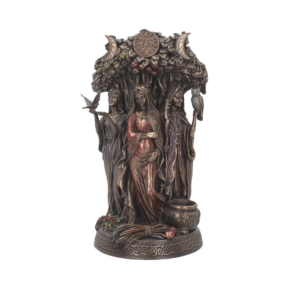 Bronzed Maiden Mother Crone Triple Moon Figurine 27cm 1