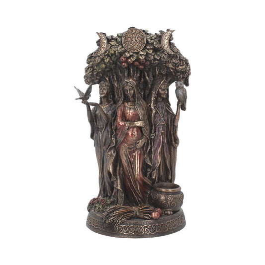 Bronzed Maiden Mother Crone Triple Moon Figurine 27cm 1