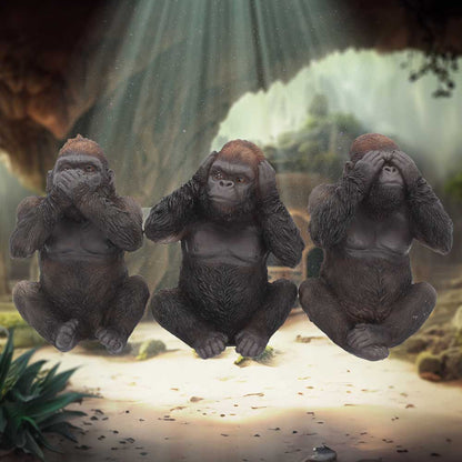 Three Wise Gorillas Figurine Gorilla Ornaments 13cm 7