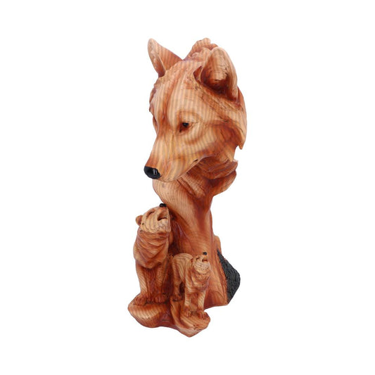 Natural Song Howling Wolves Wood Effect Bust 1