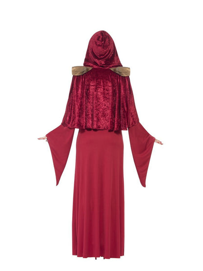 High Priestess Costume Adult Red Dress Attached Belt Hooded Cape 3
