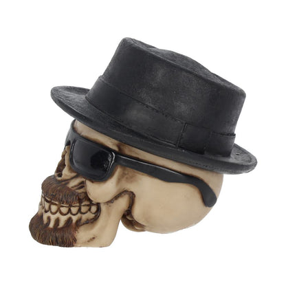 Small Badass Hat and Sunglasses Skull Figurine 14cm 3