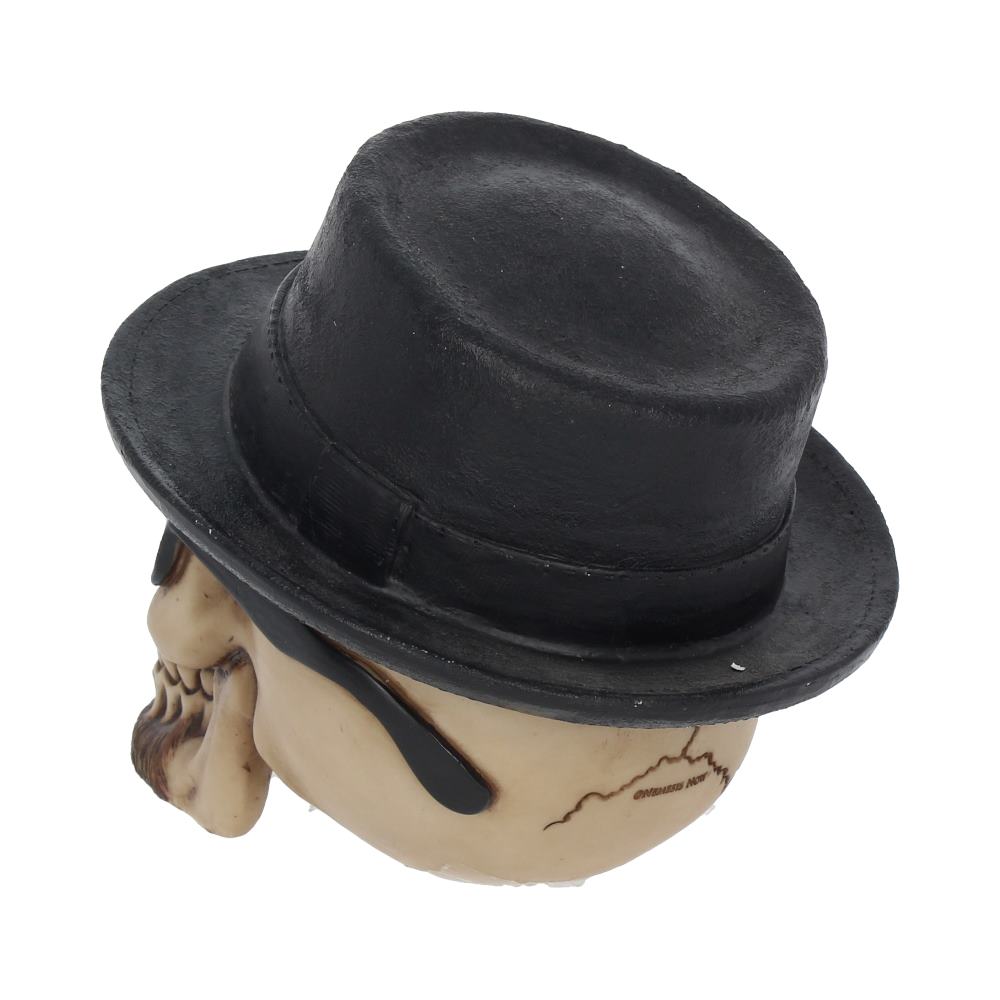 Small Badass Hat and Sunglasses Skull Figurine 14cm 4