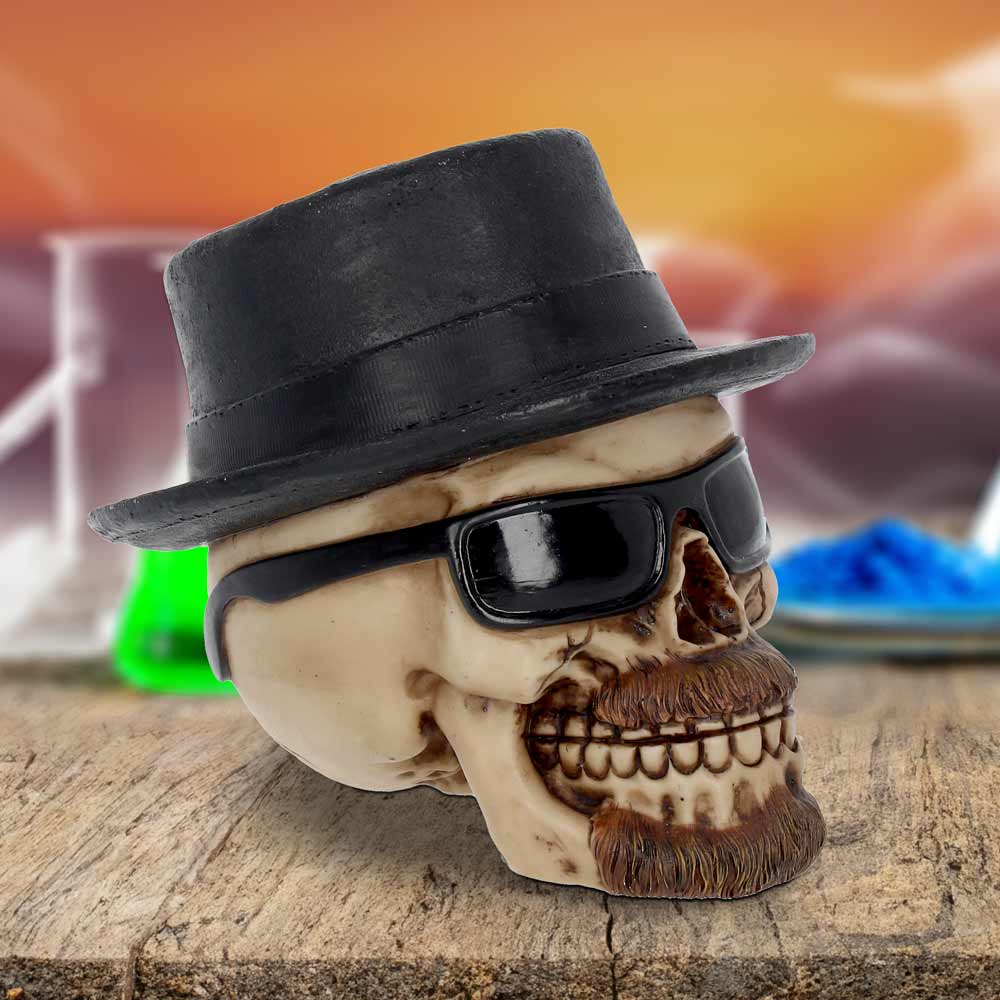 Small Badass Hat and Sunglasses Skull Figurine 14cm 7