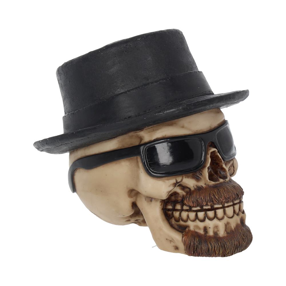 Small Badass Hat and Sunglasses Skull Figurine 14cm 1