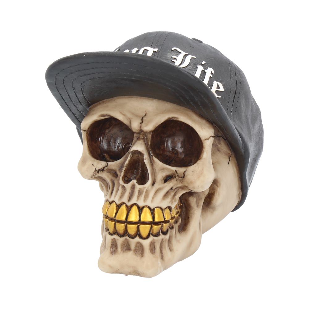 Thug Life Skull with Gold Teeth and Baseball Cap Figurine 15.8cm 2