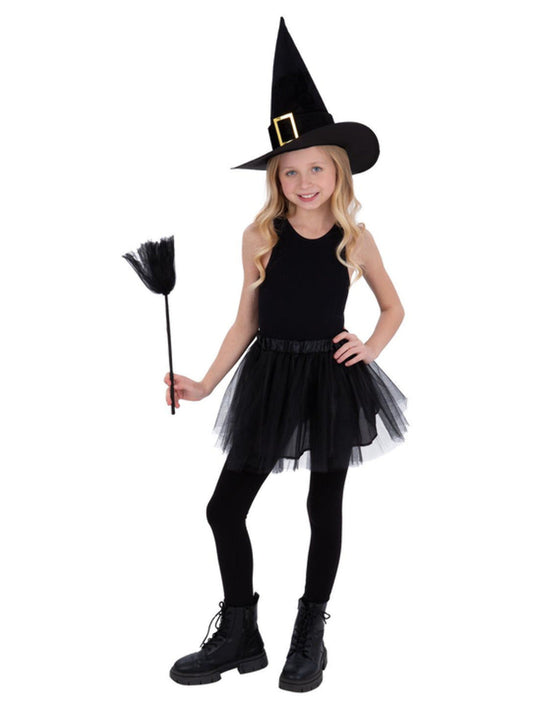 Kids Witch Kit Tutu Hat 50cm Broom 2
