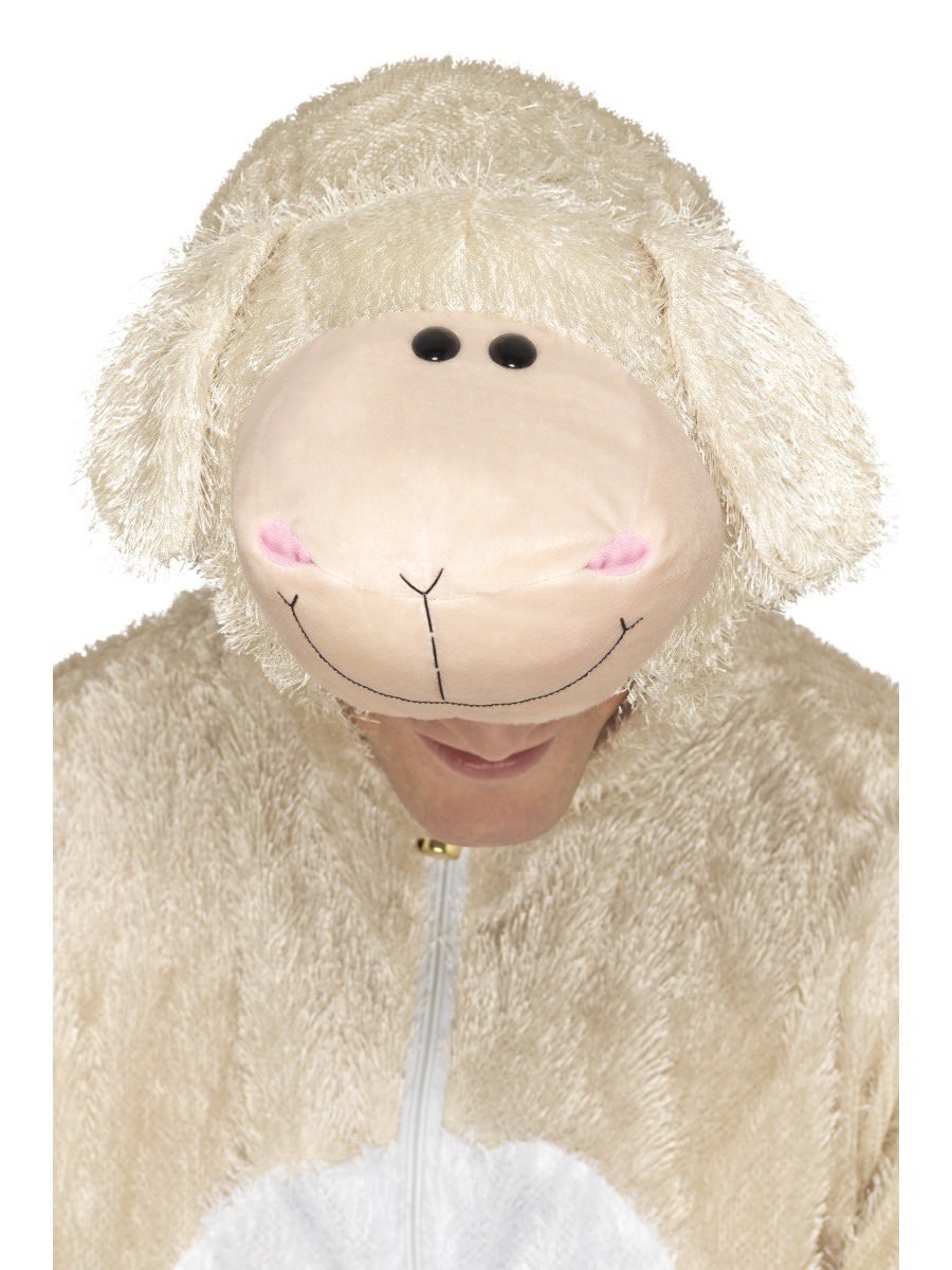 Lamb Costume Adult Beige Jumpsuit with Hood