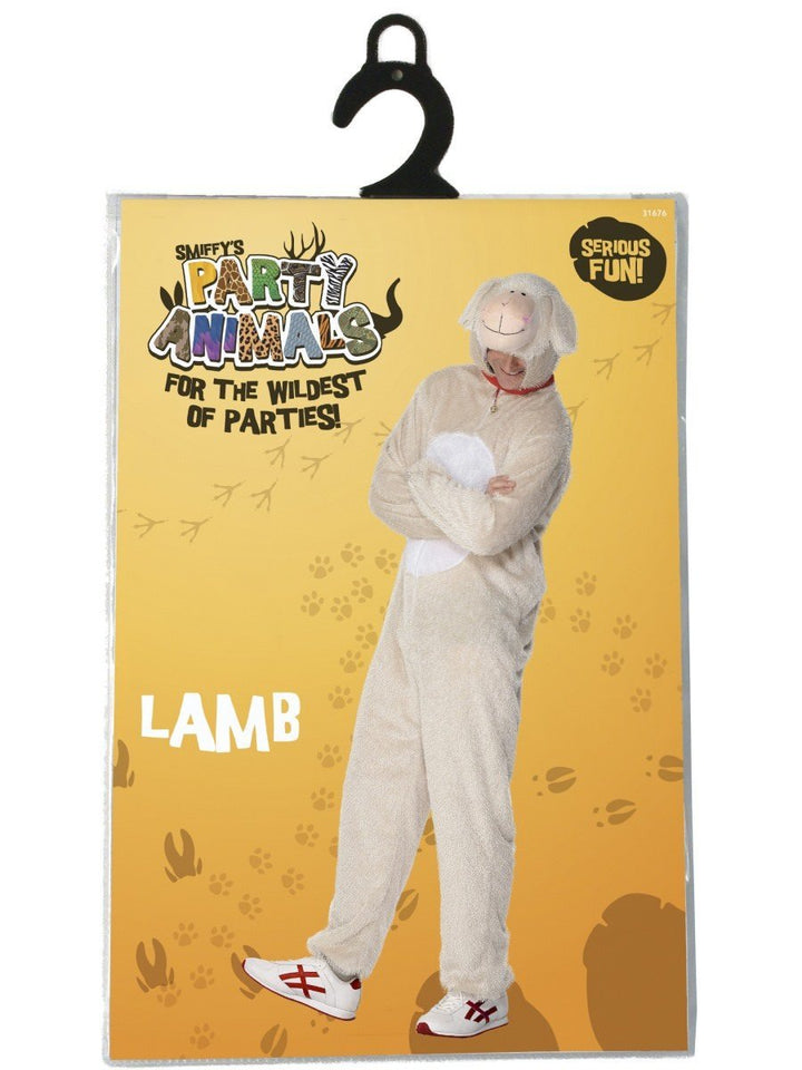 Lamb Costume Adult Beige Jumpsuit with Hood