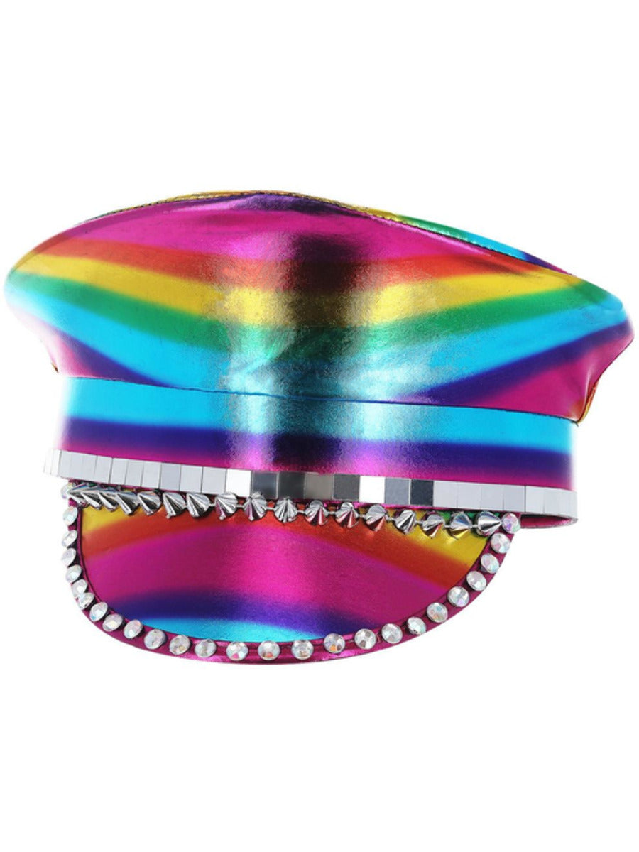 Metallic Studded Rainbow Captains Hat 2