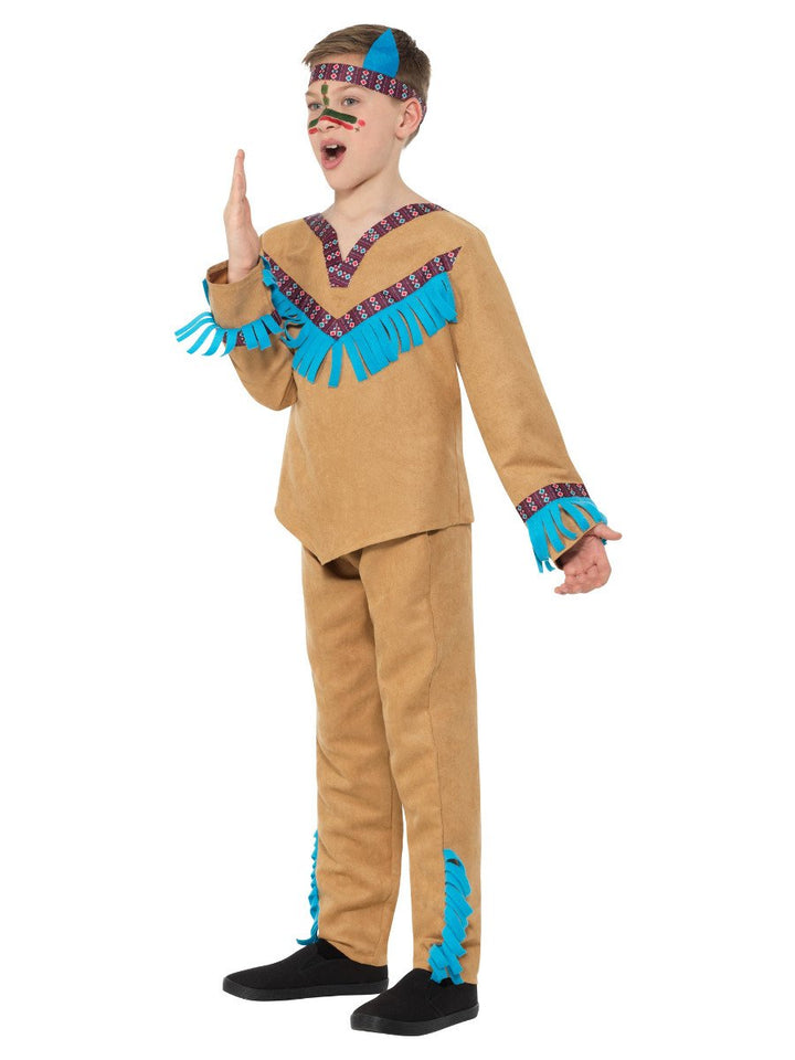 Native American-Inspired Boys Costume Brown Outfit with Headband