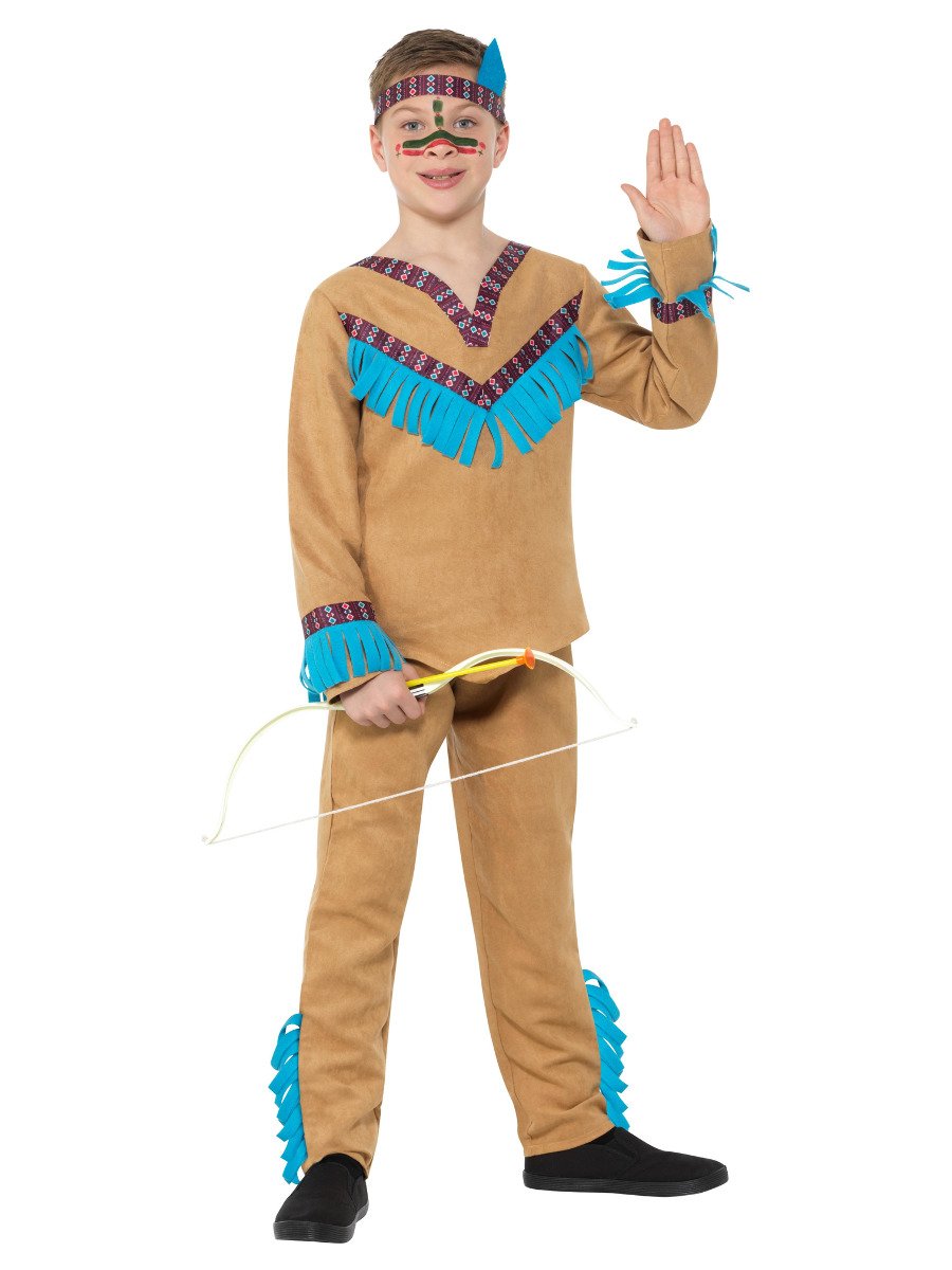 Native American-Inspired Boys Costume Brown Outfit with Headband