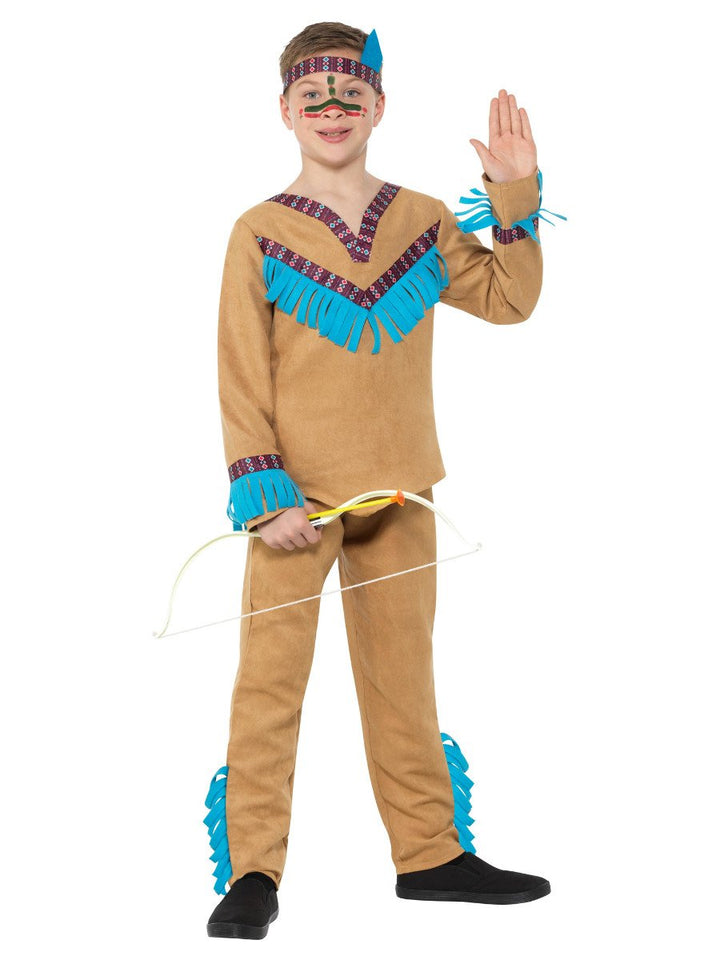 Native American-Inspired Boys Costume Brown Outfit with Headband