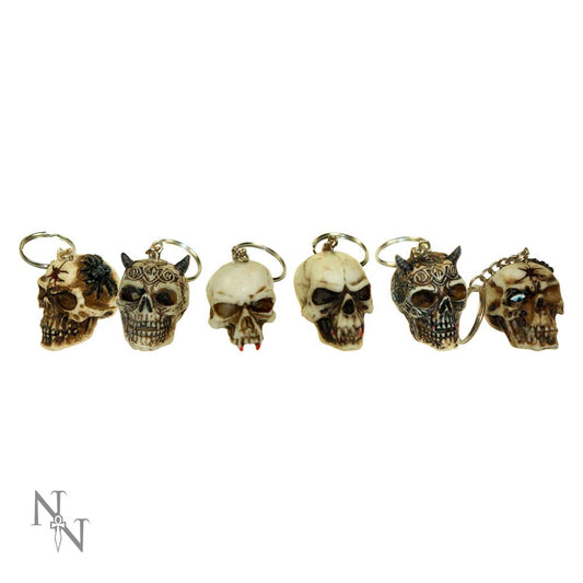 Demonic Hand Painted Skull Keyrings 3cm Pack of 6 1