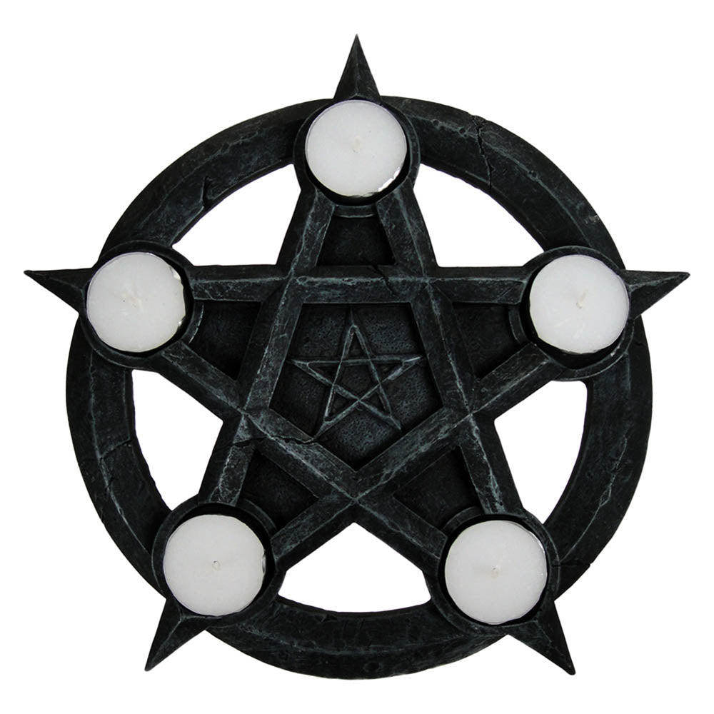 Pentagram Gothic Wiccan Tealight Holder Tealights 26cm 1