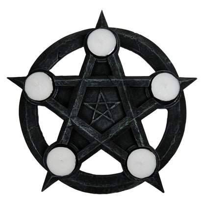 Pentagram Gothic Wiccan Tealight Holder Tealights 26cm 1