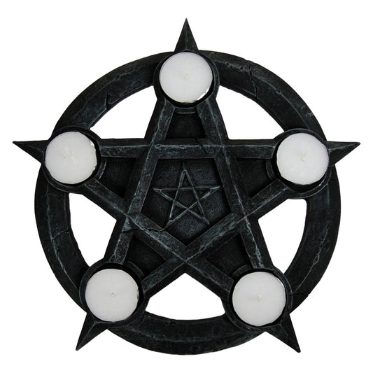 Pentagram Gothic Wiccan Tealight Holder Tealights 26cm 1