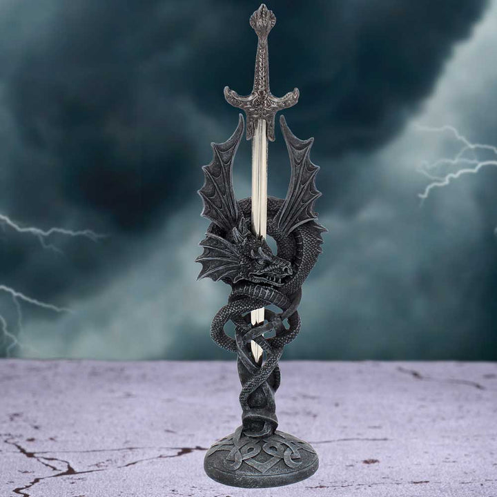 Celtic Realm Letter Opener Black Dragon Sword 30cm