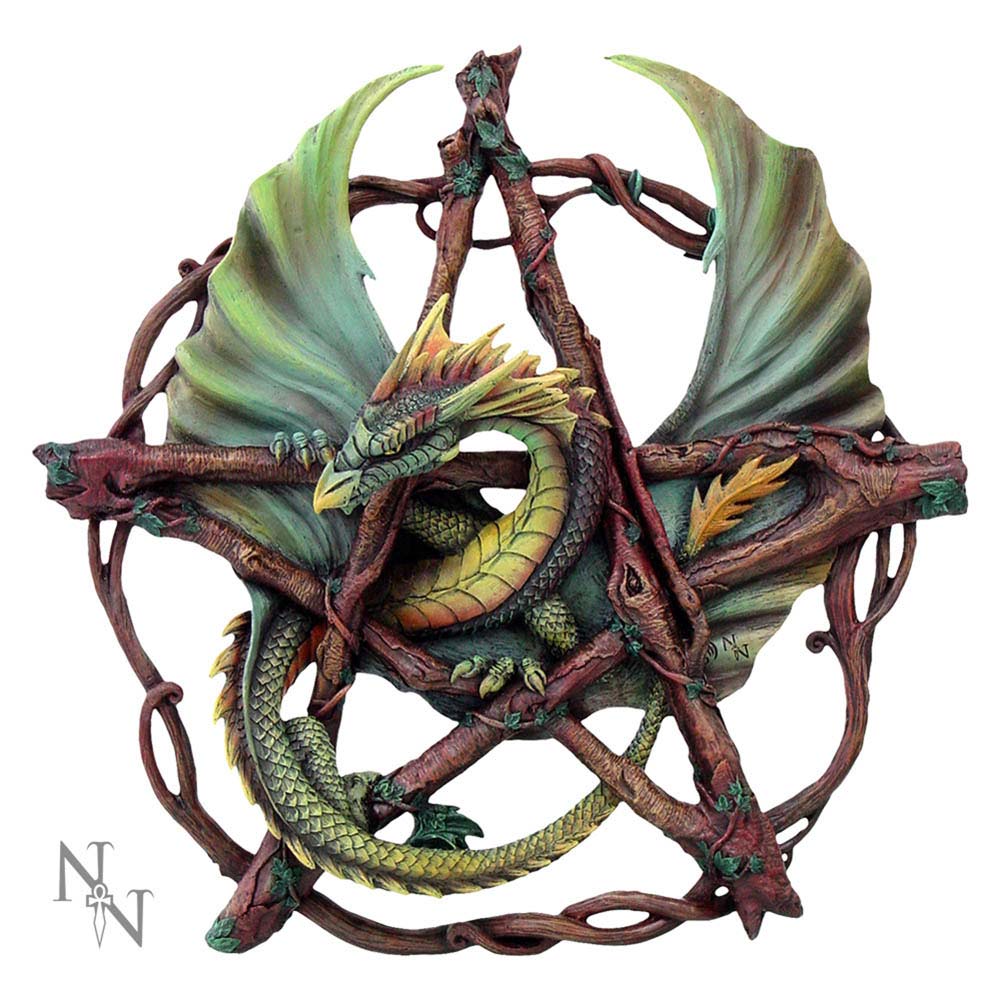 Green Forest Pentagram Dragon Wall Plaque 32.5cm 1