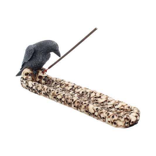 Raven Perched On A Skull Incense Holder 25cm 1
