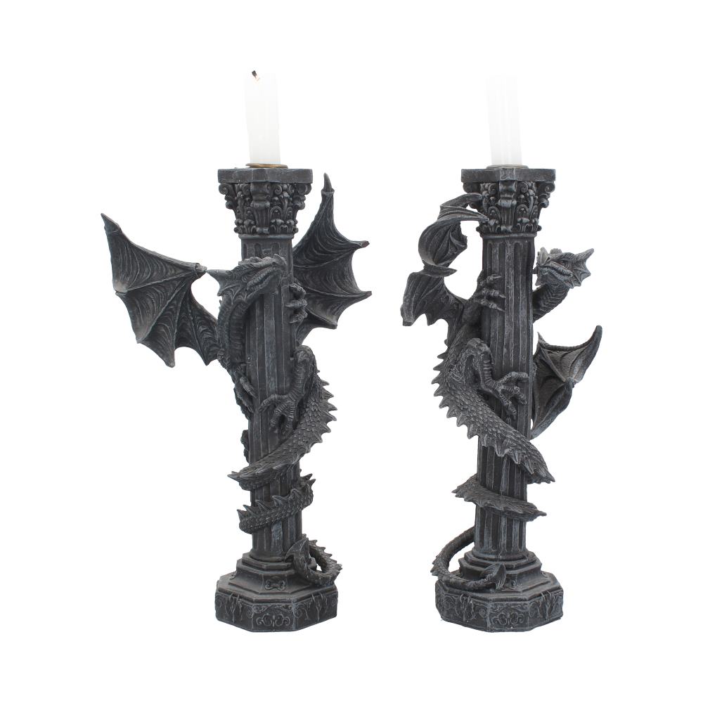 Guardians of the light Dragon Candle Holders Set 2 28cm 1
