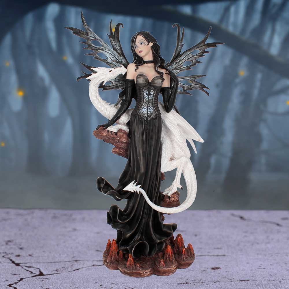 Isabelle 57cm Dark Fairy and White Dragon Figurine 7