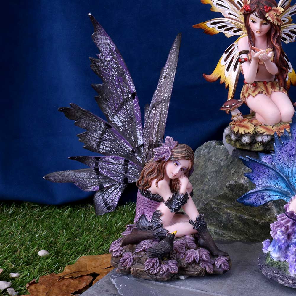 Heather 15cm Dark Fairy and Raven Figurine 7