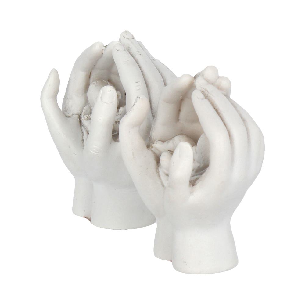 Set of Two Small Shelter 7cm Baby in Cradled Hands Figurines 2