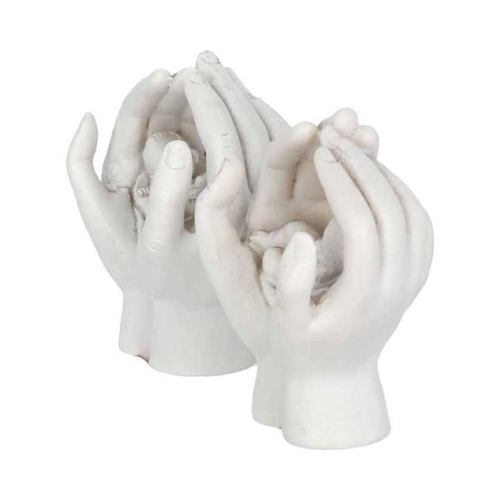 Set of Two Small Shelter 7cm Baby in Cradled Hands Figurines 2