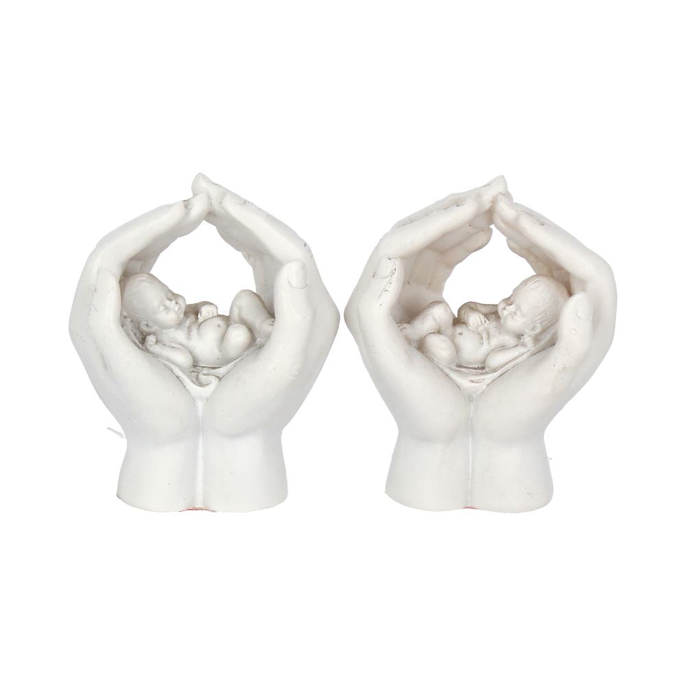 Set of Two Small Shelter 7cm Baby in Cradled Hands Figurines 1