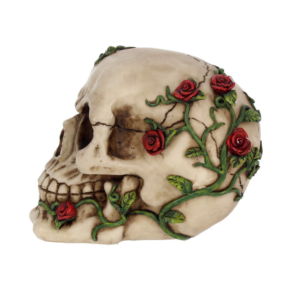 Rose From Beyond 15cm Gothic Vine Covered Skull Figurine 3