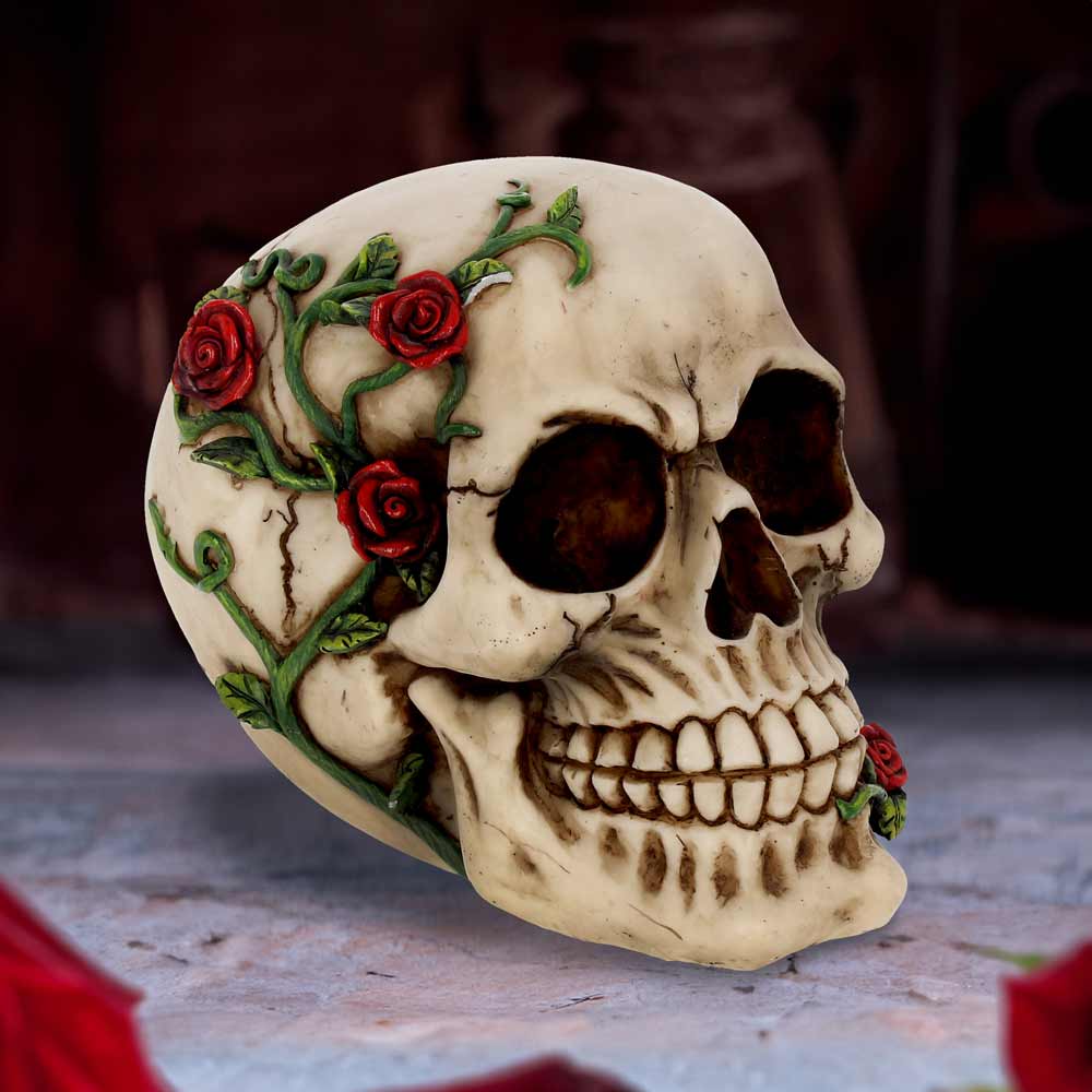 Rose From Beyond 15cm Gothic Vine Covered Skull Figurine 7