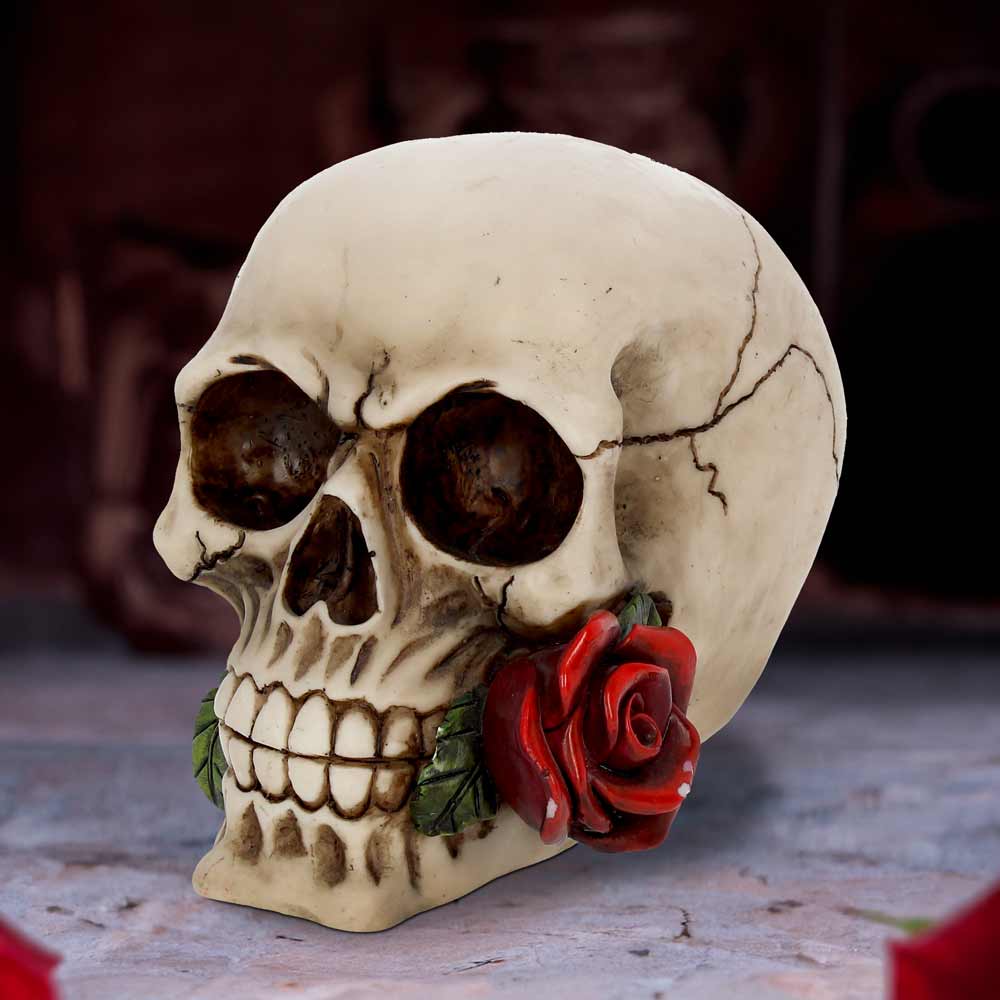 Rose From the Dead Skull Ornament 15cm 7